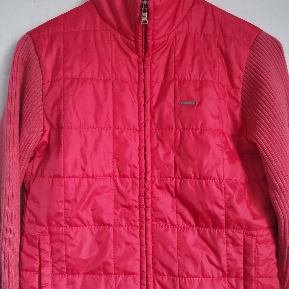 Ellesse lightweight puffer Jacket with Knitted sleeves Red - Picture 3 of 9